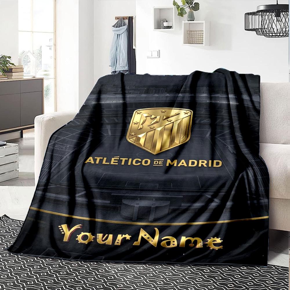 Name Custom Atletico Madrid Print Flannel Blanket High Quality Warm Comfortable Cover for All Seasons Perfect for Gifts Home Decor