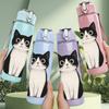 1PC Black And White Cat Portrait 750ml Color Plastic Sports Water Bottle Leakproof Flip Straw Lid Suitable for Sports Office Home Use