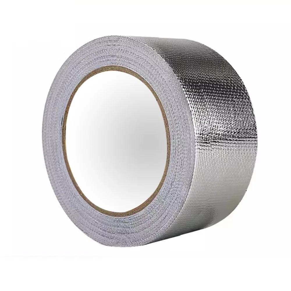 New 10M Fiberglass Aluminum Foil Tape Self-Adhesive Silver Aluminum Foil Tape High Temperature Tin Foil Paper Tape Seal Pipe