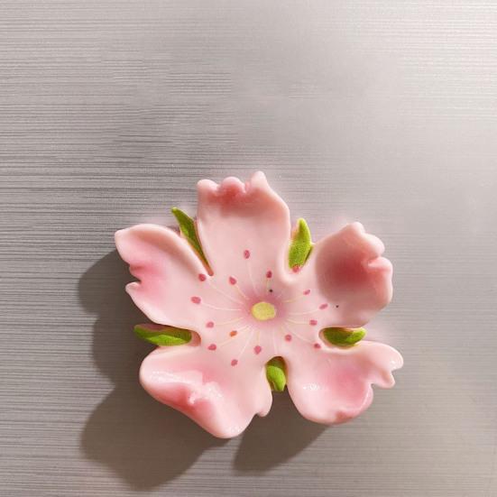 3D Cherry Blossom Refrigerator Magnet Resin Pink Flower Decorative Fridge Magnet Memo Notes Photo Holder for Home Kitchen Office