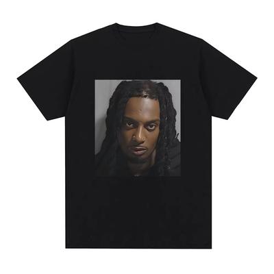 Rapper Playboi Carti Fahndungsfoto Grafik T-Shirt Herrenmode Vintage Hip Hop T-Shirt Lässiges Baumwoll-Kurzarm Oversized T-Shirts