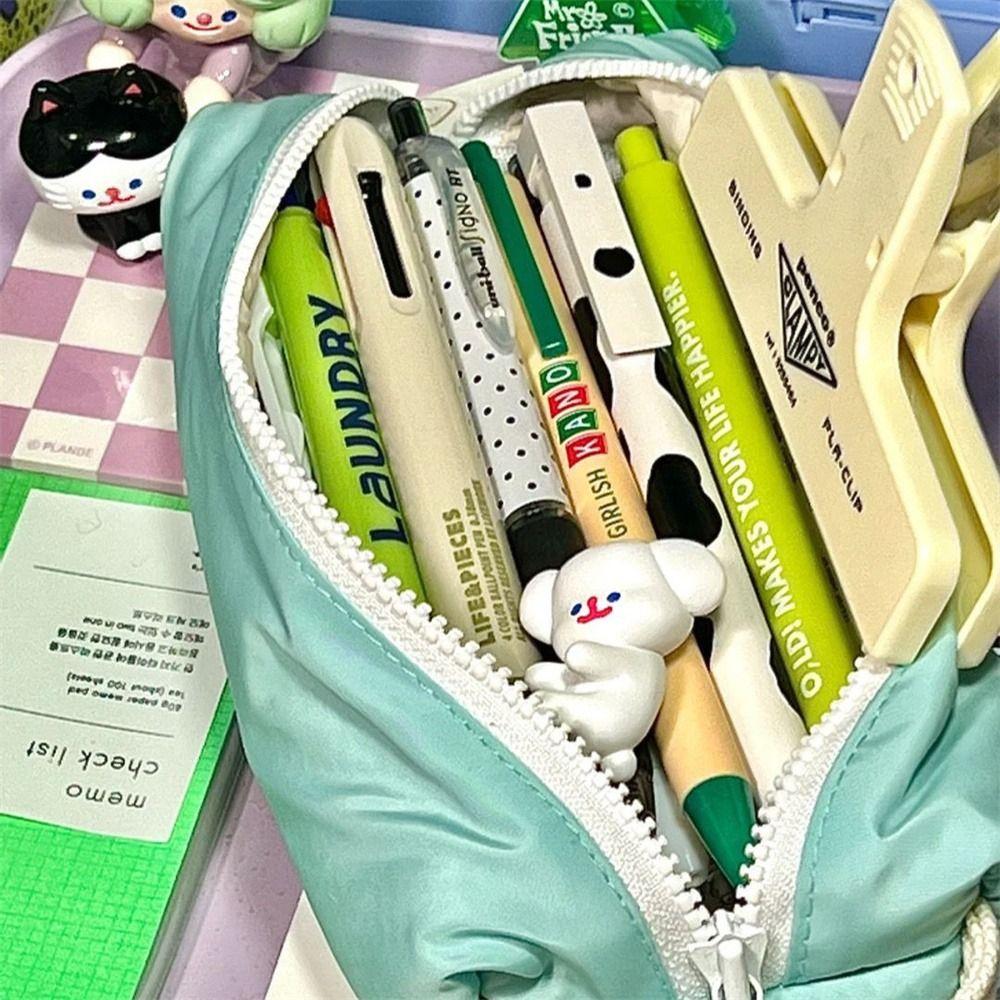 Cream Color Pencil Case Cosmetic Bag Stationery Storage Bag Aesthetic Pencil Bags  for Girls
