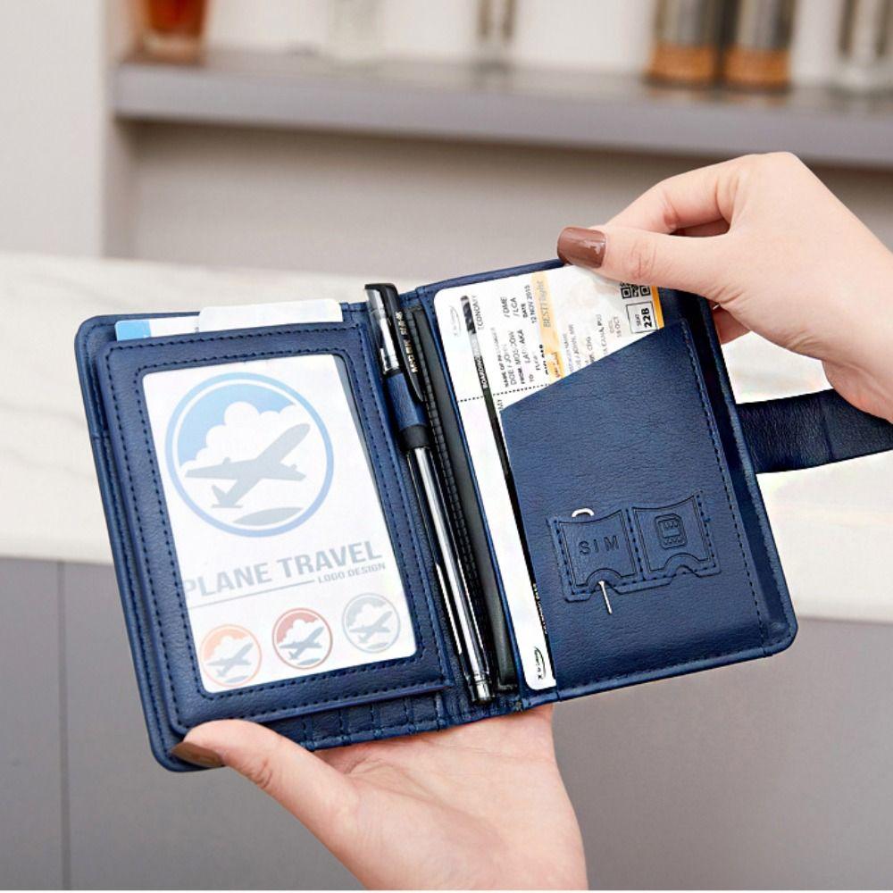 Passport Cover PU Passport Bag Purse Passport Clip Portable Travel Wallet  Men