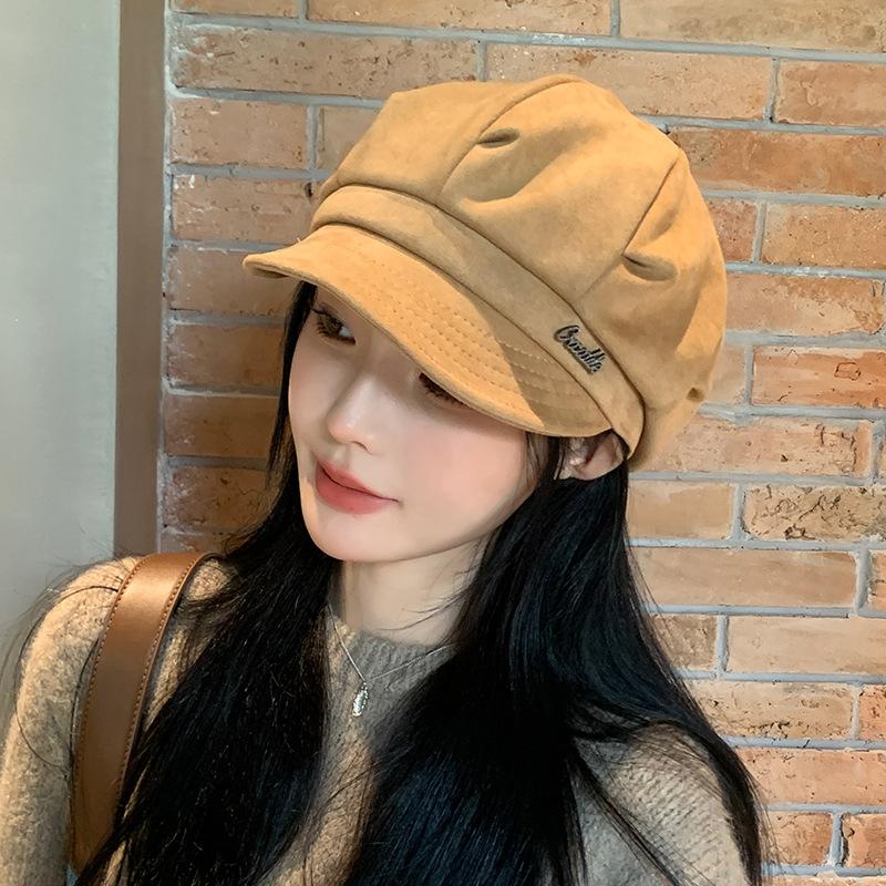 Новая японская шапка-берет Простая кепка с козырьком Осенняя уличная шапка Темпераментная восьмиугольная кепка Зимняя теплая модная дикая