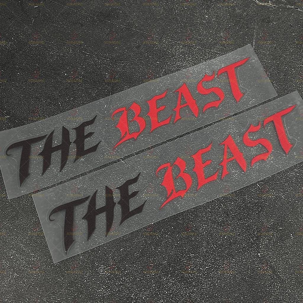 2pcs THE BEAST Motorcycle Stickers Waterproof for Motorcycle Helmet Fairing Fuel Tank Car Window Scooters Universal Vinyl Decals