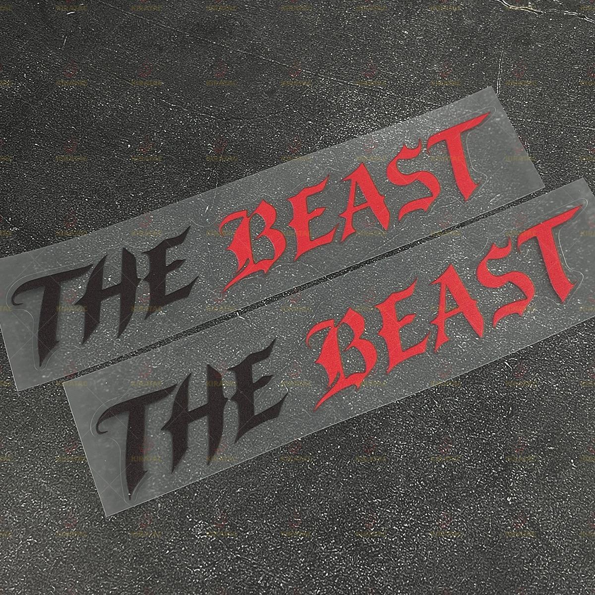 

2pcs THE BEAST Motorcycle Stickers Waterproof for Motorcycle Helmet Fairing Fuel Tank Car Window Scooters Universal Vinyl Decals 18x3.3cm