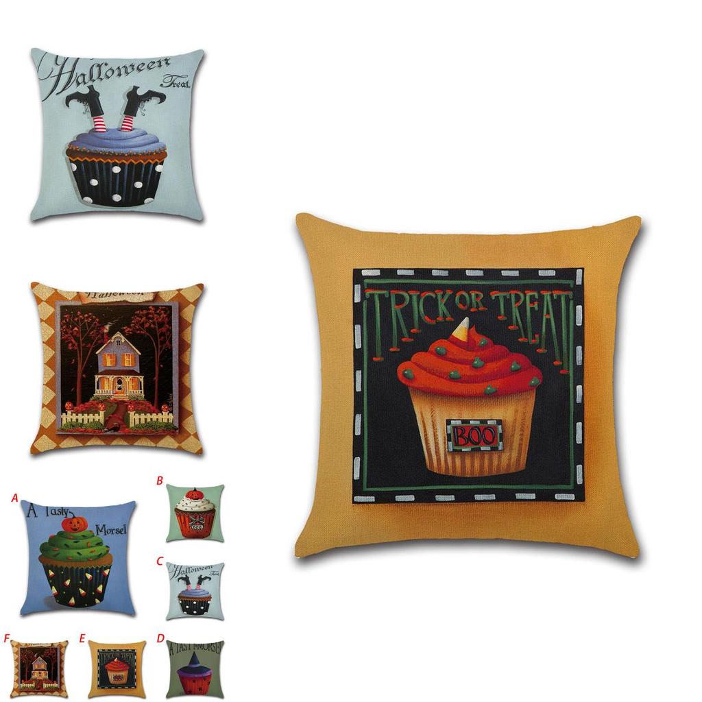 Pumpkin Cake Linen Pillowcase For Halloween Home Decoration**