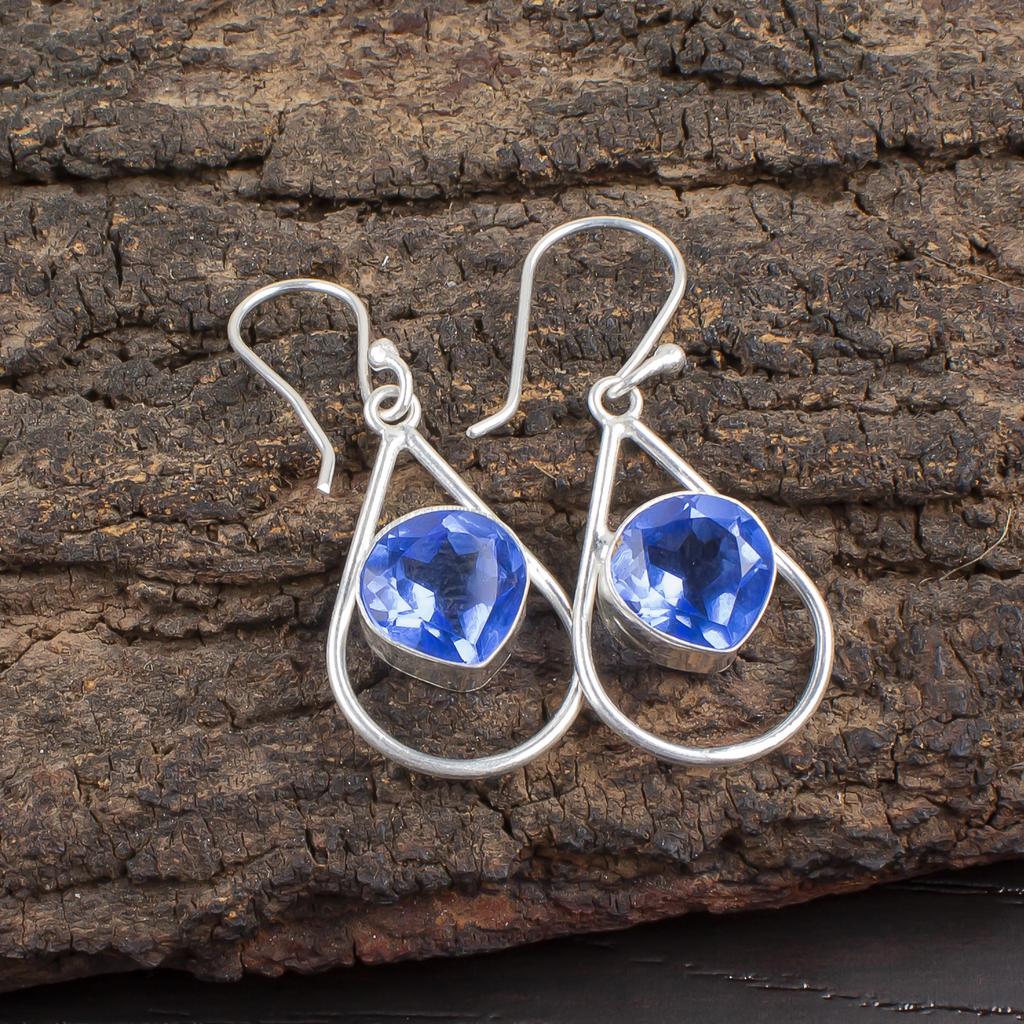 Tanzanite Handmade Gemstone Earrings, 925 Solid Sterling Silver Earrings Antique Jewelry, Earrings For Engagement Gift
