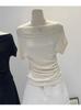Sommer Reines Verlangen Ein Schulter Schwarz Kurzarm Damen T-Shirt Koreanischer Stil Schlankmachendes Top Freiliegende Schulter Modisch