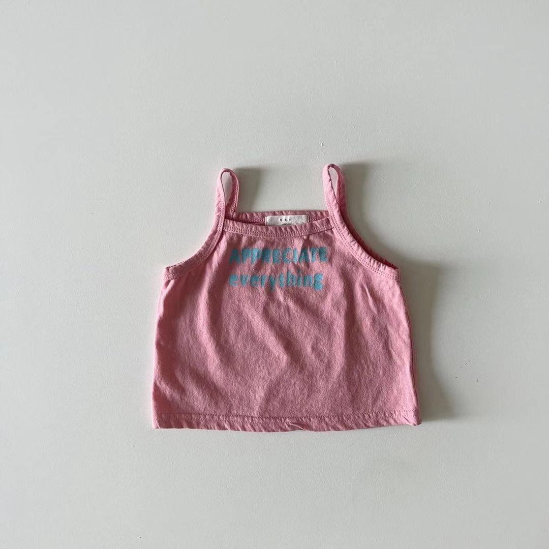 

Летний детский тонкий хлопковый жилет, удобный освежающий кофточка с буквами для маленьких девочек, домашний слинг 80cm