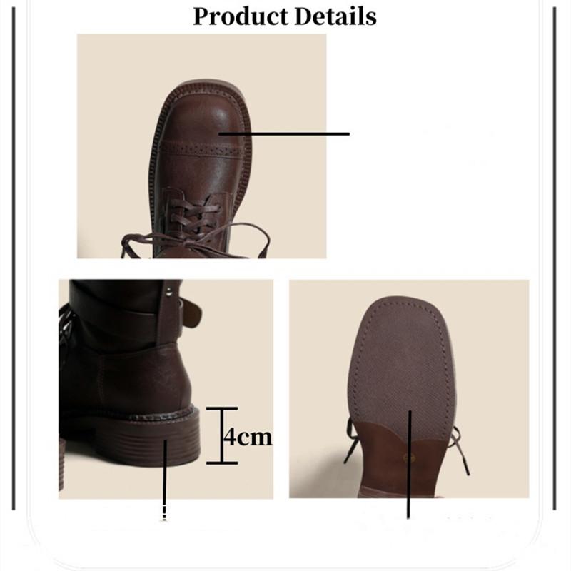 Fashion Punk Style Mid-Calf Motorcycle Boots Women Cool Buckle Design Chunky Platform Botas Leather Ankle Boots for Women Botas Mujer