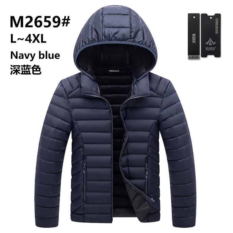 Men's new hooded cotton-padded coat, large size ribs clothes, order men's light cotton jacket.
