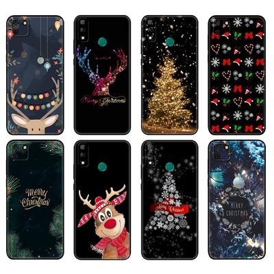 Černé TPU pouzdro pro Huawei Y9S Y6S Y8S Y5P Y7P Y8P pouzdro pro Huawei Y5 lite Prime 2018 Y6 2019 kryt vánoční dárek Santa