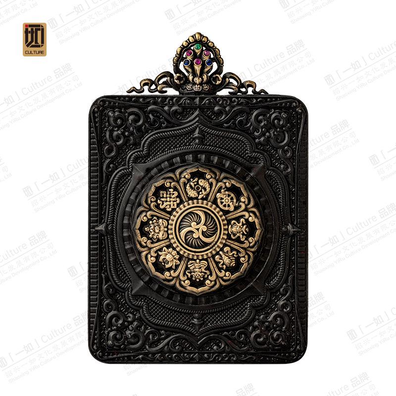 Authentic Mani Huacai · Eight Treasures Gold Wheel Tangka Box Pendant Buddha Talisman