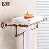 European Antique Brass Double Towel Bar & Shelf Set