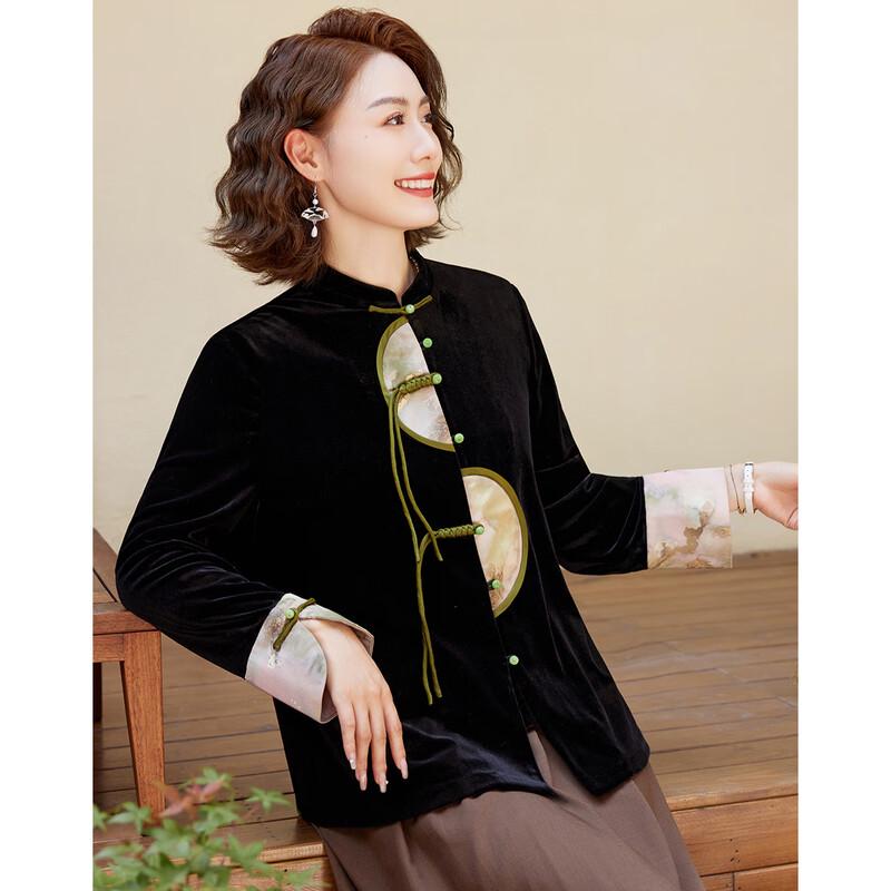 Pasite New Chinese Style Velvet Tang Suit Jacket for Mothers