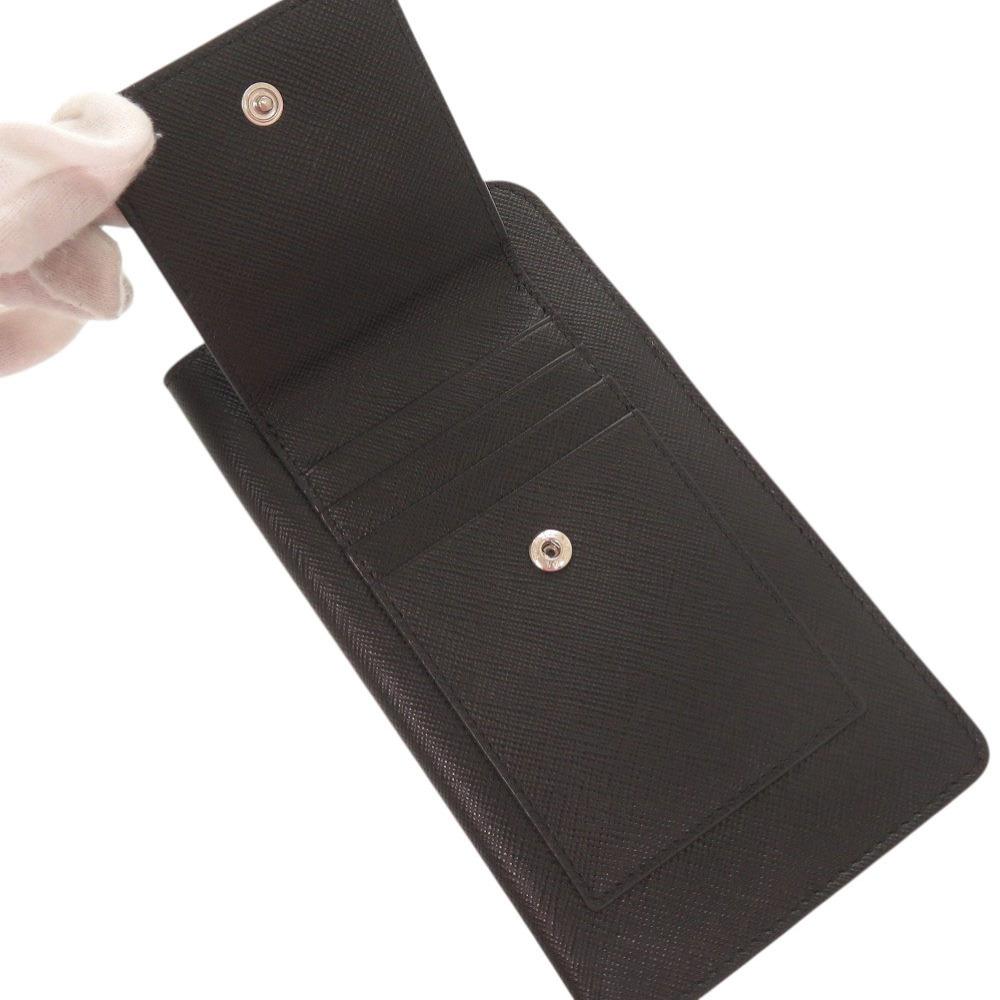 Used AUTHENTIC PRADA Phone case neck pouch Triangle logo Saffiano Black