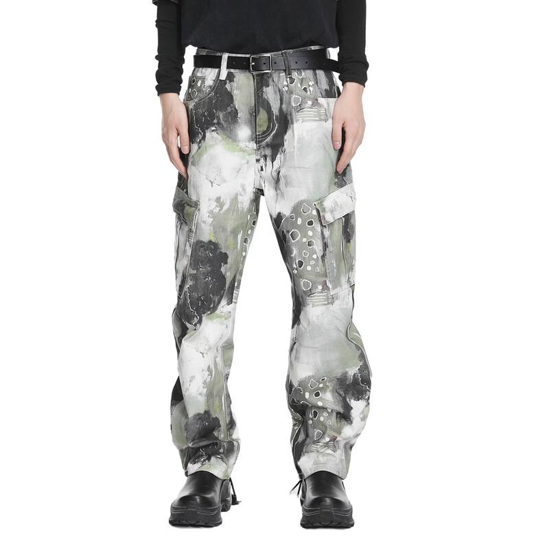 VOGUO RELAY Unisex Ink Camo Loose Straight Jeans 2XL