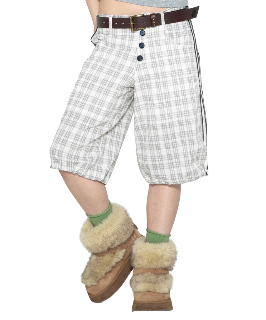 GLACK Gzp003 Trackline Check Bermuda Pants (Ivory)