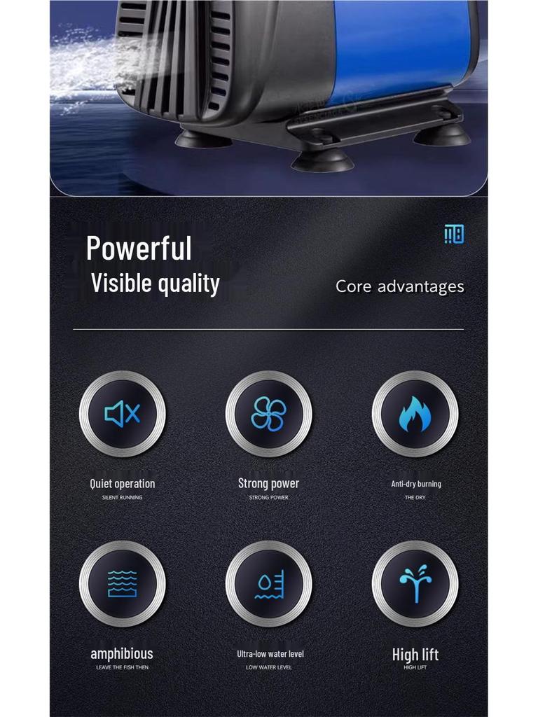 High-Power Amphibious Submersible Aquarium Pump for Filtration and Circulation