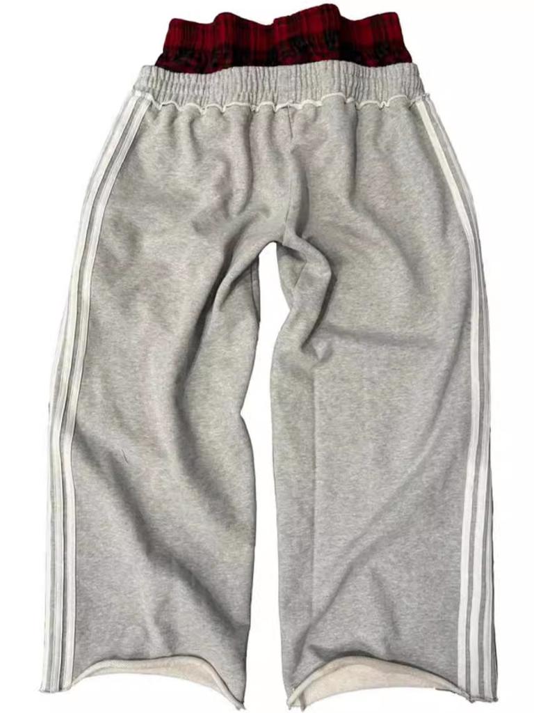 Pantalons Y2K vintage Harajuku à double broderie pour hommes et femmes, style hip-hop décontracté, taille haute, jambes larges, streetwear