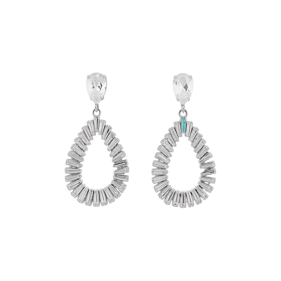 Silver Needle Zirconia Water Drop Earrings: European & American Style, Light Luxury Design for Women.
