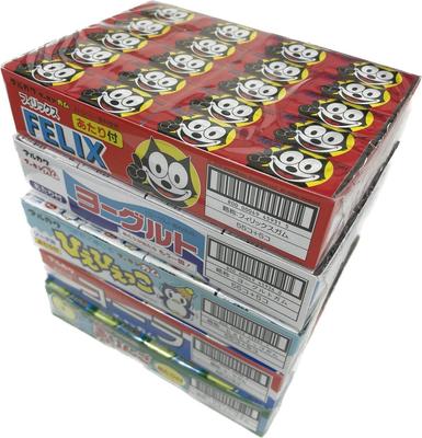 Marukawa Kaugummi Sortiment, 5 Stück pro x 5, insgesamt 300 Stück, Felix 60 Stück, Joghurt 60 Stück, Cola 60 Stück, grüner Apfel 60