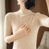 New Spring and Autumn Thin Knitted Sweater Female Slim Solid Color 7-point Sleeve Sweater Temperament Thin Solid Color Pullover Half Turtleneck