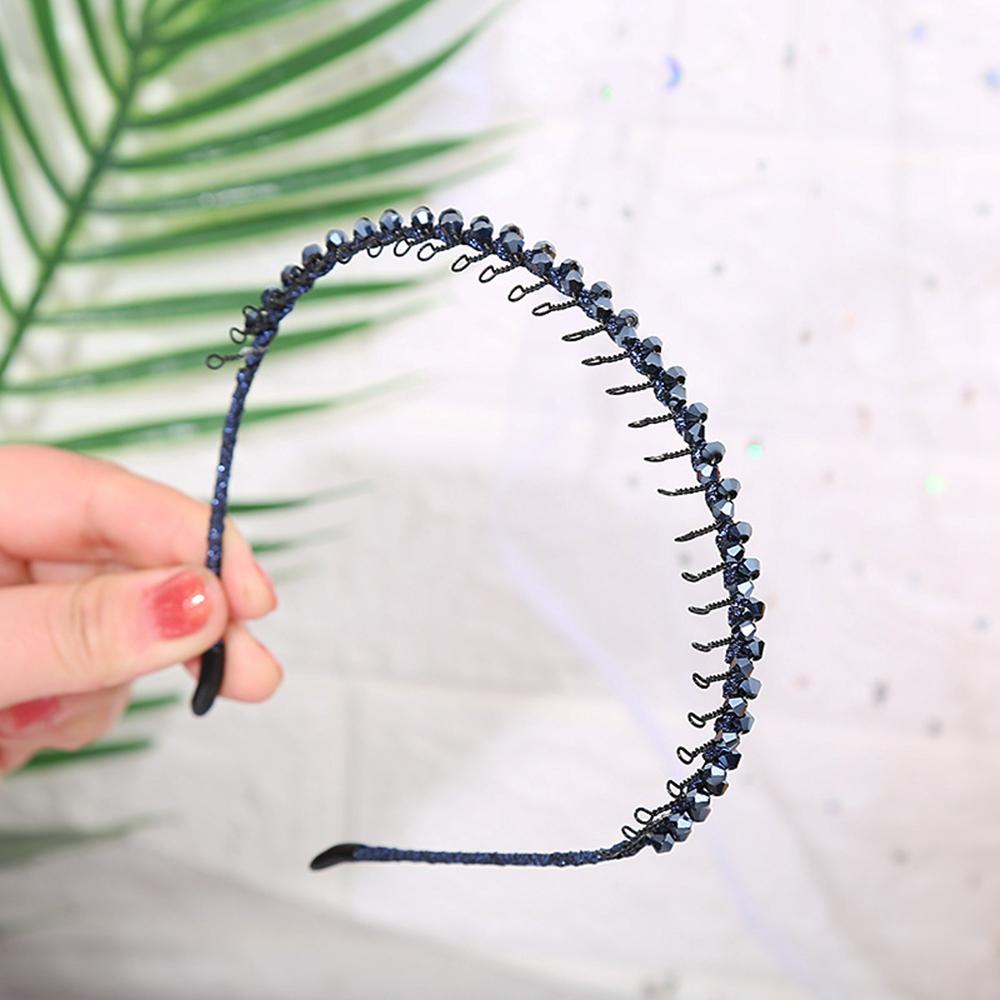 Handmade Korean Women Girls With Teeth Multicolor Headwear Iron Hair Band Crystal Beaded Headband