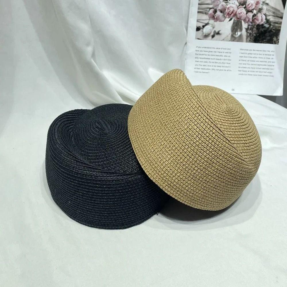Classic Straw Pillbox Hat Fedoras Sun Hat Fashion Painter Hat  Wedding Party