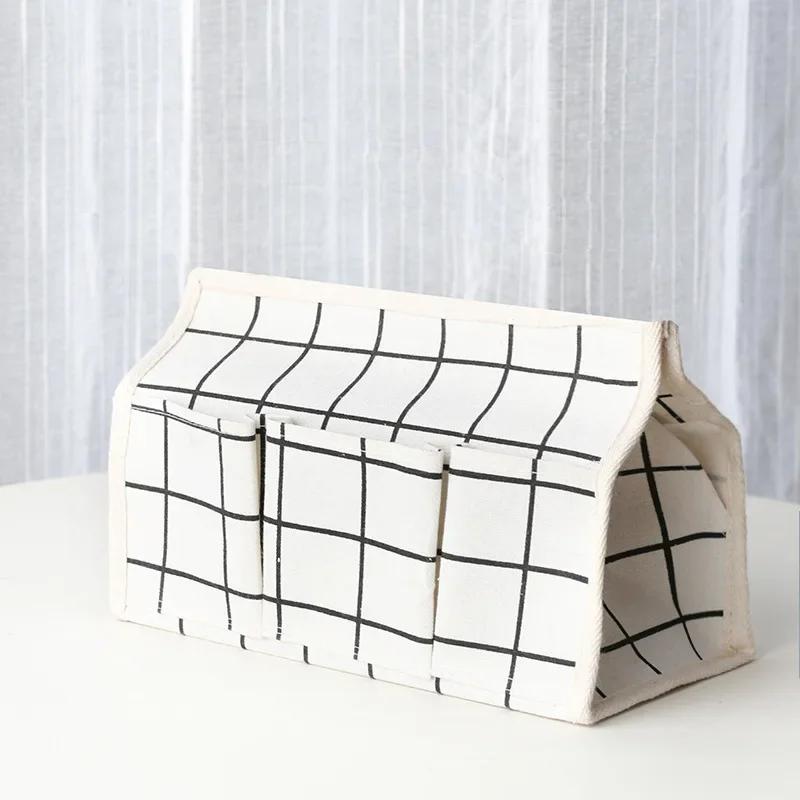 New Pastoral Style Cotton Linen Cloth Art Tissue Box Multifunctional Tissue Pumping Tissue Cover Desktop Debris Storage Box