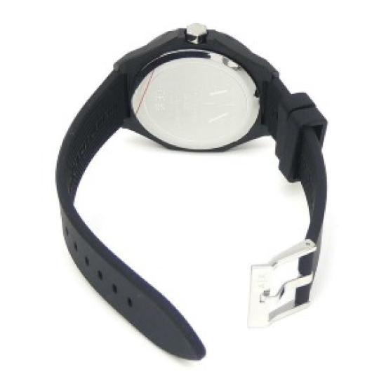 Open Box Armani Exchange AX4600 Classic Signature Quartz Watch – White Dial, Black Silicone Strap