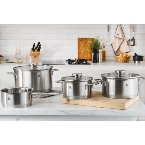 ZWILLING Pouristic Stockpot, 16cm, Deep, Double-Handled, Stainless Steel, Triple-Layered Bottom, Induction Compatible, 1.8L [Official Japanese Product