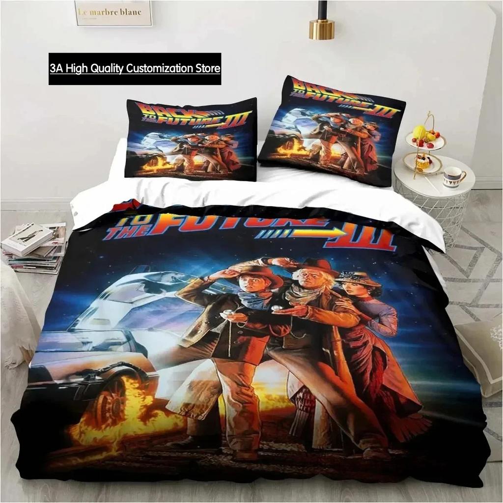 Návrat do budoucnosti Klasický film Retro povlečení Postel Třídílná sada Jednolůžko Dvojlůžko Velikost Queen King Povlak na přikrývku Dárek pro chlapce