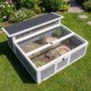 Wooden tortoise house with free range, main house, viewing window, hinged top, 2 doors, 113x106.5x44.5 cm, dark grey