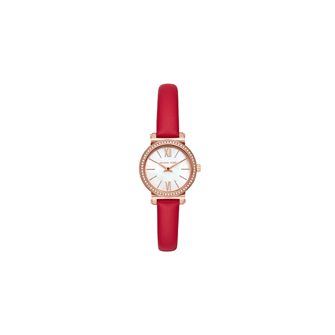 

MICHAEL KORS Sofie Collection Wrist Watch Quartz Movement Artificial Leather Strap White Dial Women s Watch MK2850 Red Strap MK2850