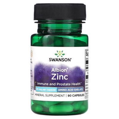 Swanson, Albion Zink, 30 mg, 90 Kapseln