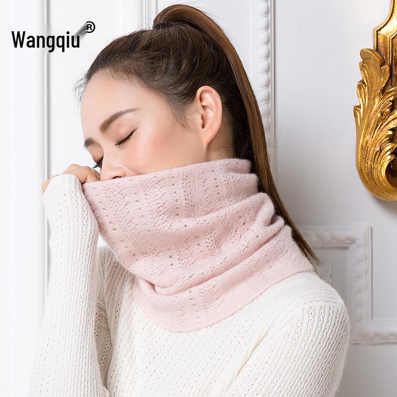 Women's Cashmere Cowl Neck Warmer Wool Pullover Scarf, Solid Color, Versatile, Warm, Hollow-Out Design