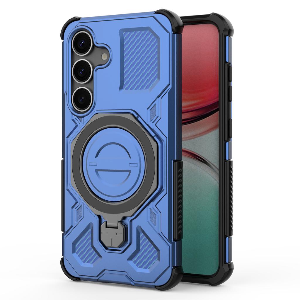 Für Samsung Galaxy S25+ Magnetische Hülle Drehbarer Metall-Aufsteller PC+TPU Handy-Rückseite