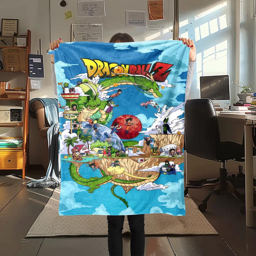 1pz Coperta in Flanella con Stampa DRAGON BALL, Alta qualità per Tutte le Stagioni, Arredamento per la Casa, Calore e Comfort, Perfetta per Regali di Natale
