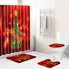 Christmas Shower Curtain Floor Mat Combination Four-Piece Set Bathroom Toilet Carpet Shower Room Mat Foot Mat