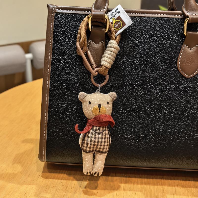 Handmade Cartoon Bear Brooch Cute Plush Fabric Bag Charm Pendant for Women Premium Quality Soft Fashion Accessories Bag Charm