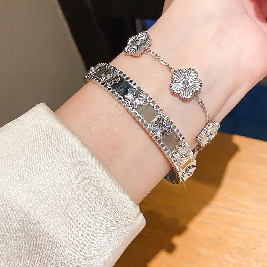 Elegant Silver Floral Stainless Steel Bangle With Electroplated Finish For Daily Wear