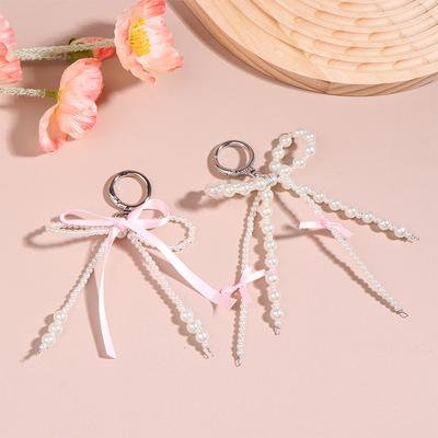 Butterfly Knot Keyrings Bowknot Keychain Pearls Beaded Bow Bag Charm Pendant Decoration