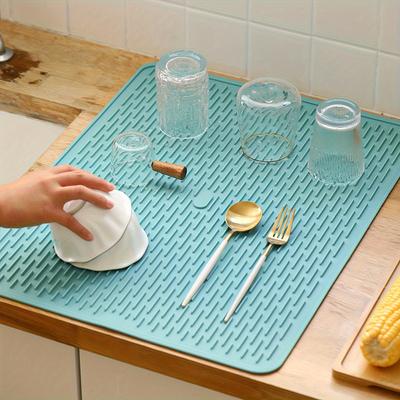 Silicone Dish Drying Mat - Heat-Resistant, Non-Slip, Waterproof, Oil-Proof Dining Table Protection Pad,Kitchen Essential for Home Restaurant Use