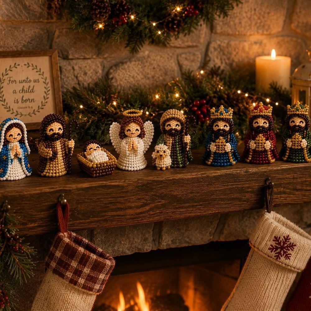 Handmade Nativity Beaded Figures Craft Kit Beaded Nativity Collection Kit To Pass The Time