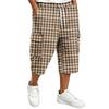 Men's Casual Drawstring Cargo Shorts with Plaid Print for Summer Outdoor Activities