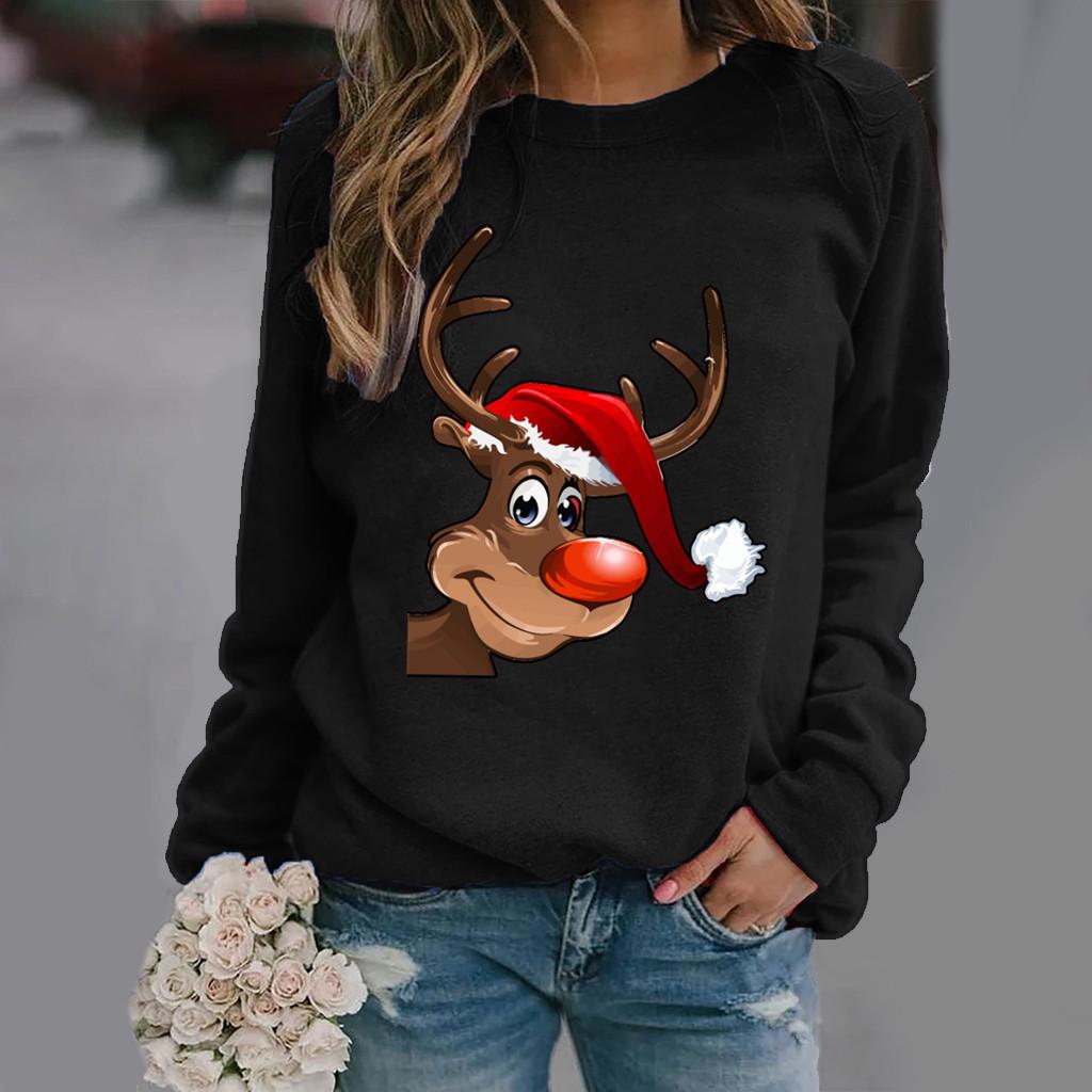 Women's Christmas Pattern Round Neck Long Sleeve Sweatshirt
