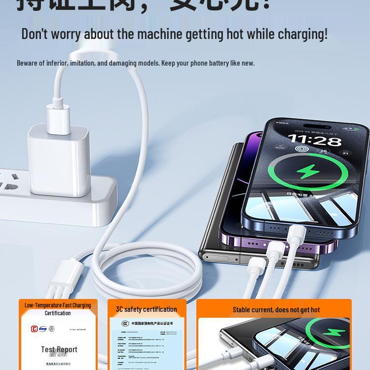 100W 3-in-1 USB-Schnellladekabel mit mehreren Funktionen