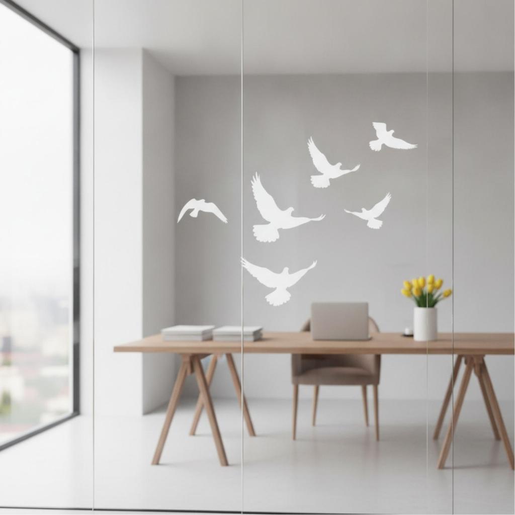 4 Stück Vogel-Fenstersticker beidseitige Aufkleber mit Silhouetten